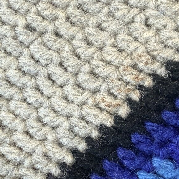 Handmade Crochet Poncho Womens One Size Gray Multicolor Striped Fringe Detail - Picture 5 of 9